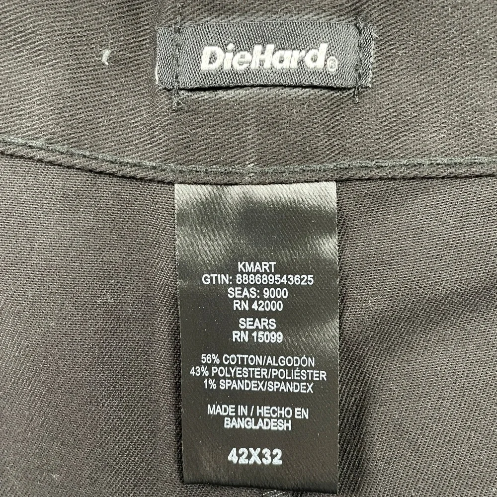 DieHard Work Pants Men 42x32 Black Twill Workwear Teflon Water Oil Repellent - Picture 3 of 10